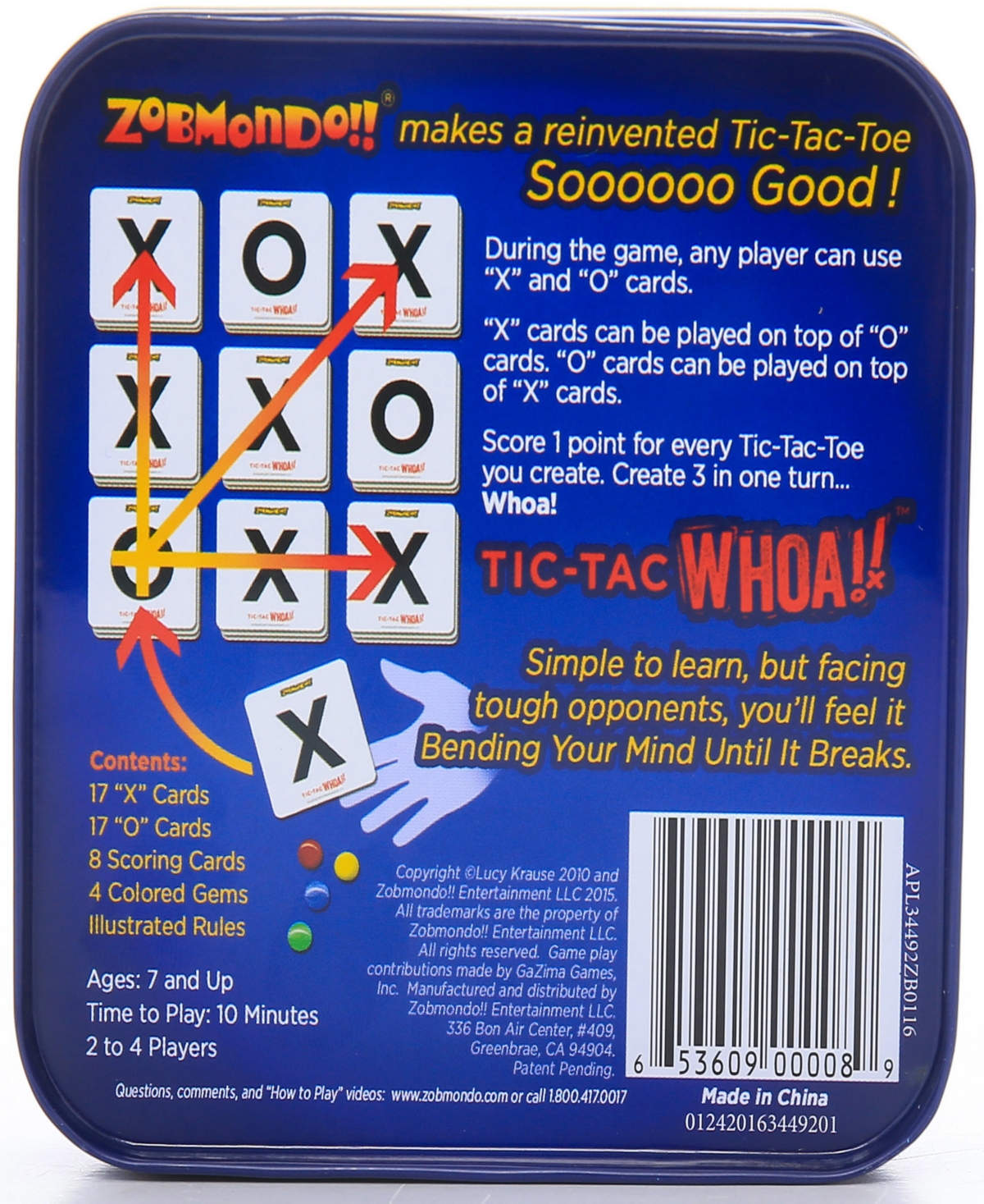Zobmondo Tic Tac Whoa The 5-in-1 Tic Tac Toe Card Game In Multi