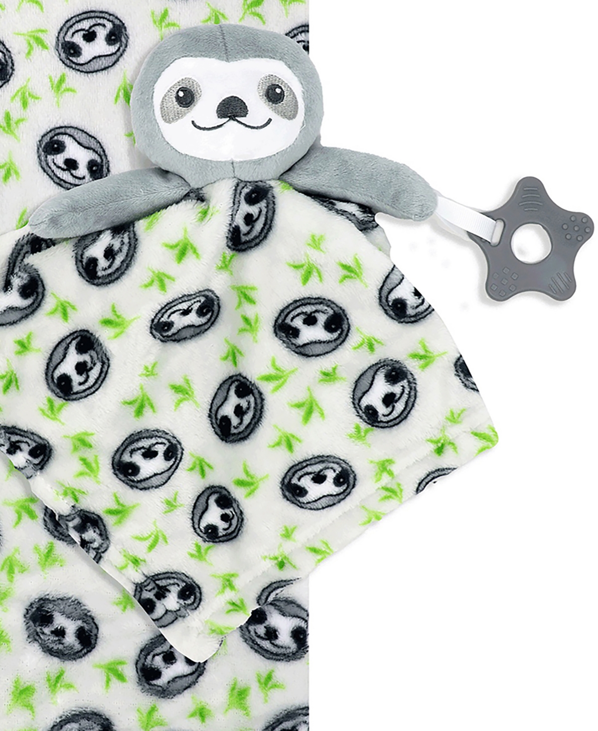 3 Stories Trading Blanket with Nunu and Teether, 3 Piece Set - Green and Gray