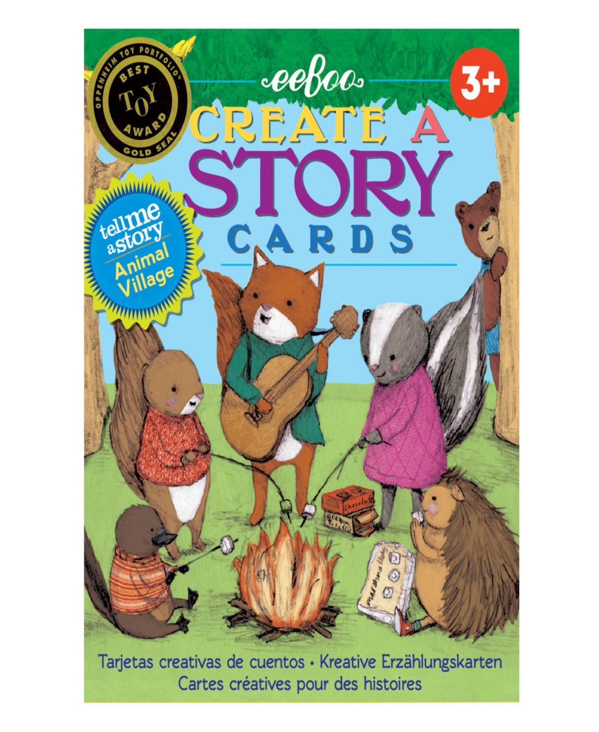 Shop Eeboo Animal Village Create A Story Pre-literacy Cards Set, 36 Cards In Multi