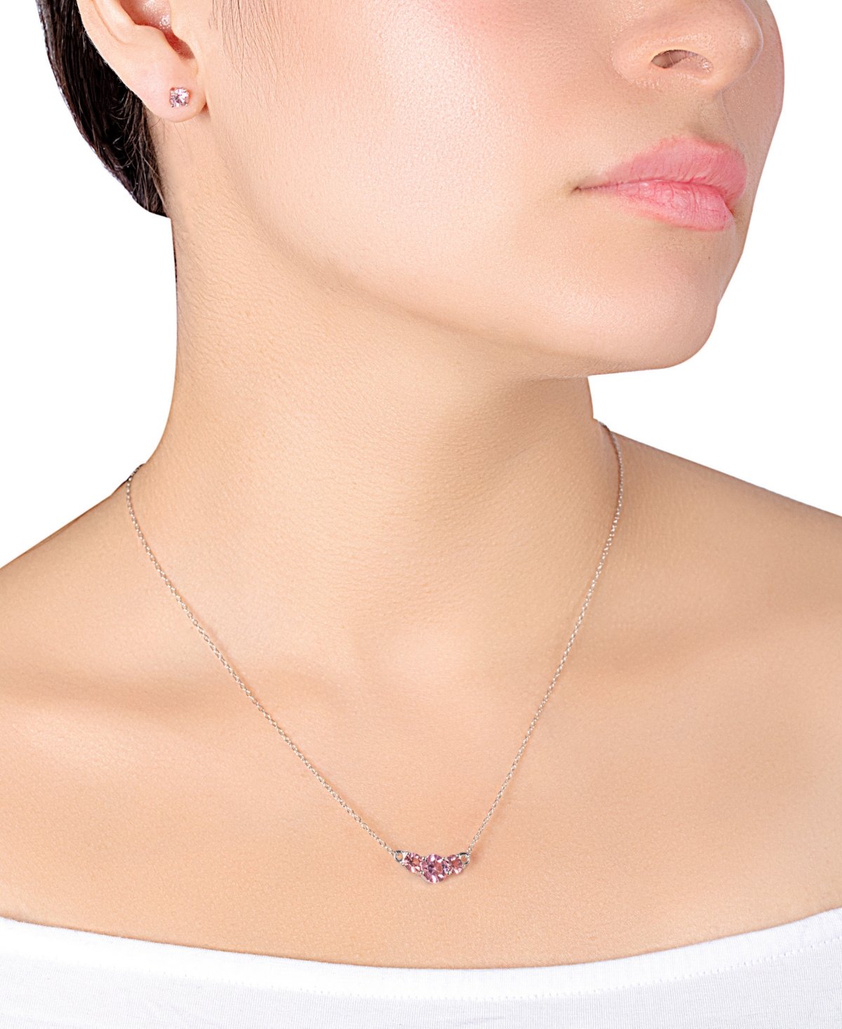 Gianni Bernini 2-Piece Crystal Frontal Stud Necklace Set (1.35 ct. t.w.) in Sterling Silver
