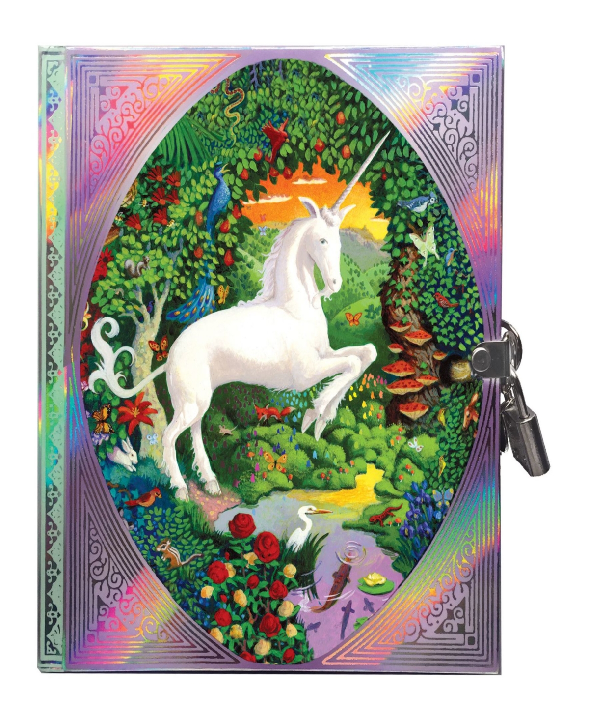 Unicorn Hardcover Journal with Lock and Key - Multi