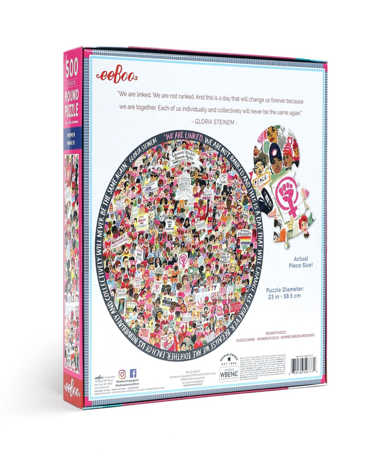 Eeboo Piece And Love Women March 500 Piece Round Circle Jigsaw Puzzle Set In Multi