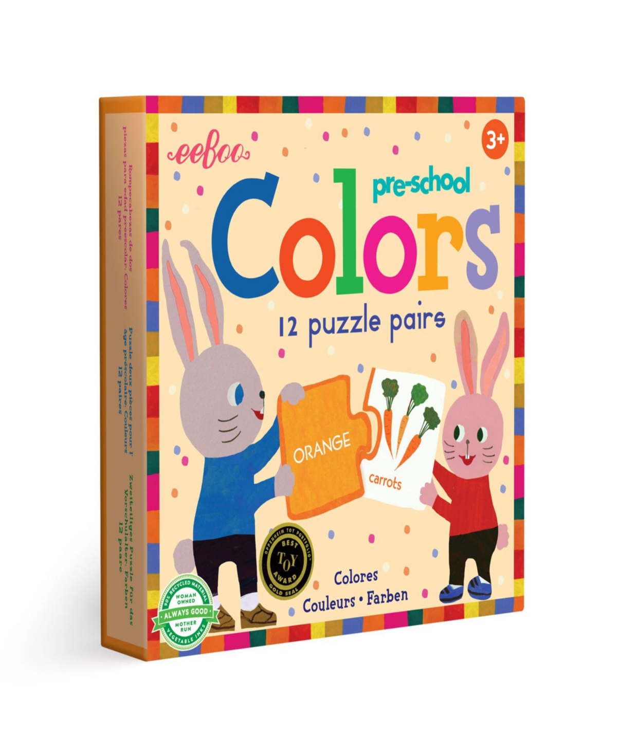 Eeboo Kids' Preschool Colors 12 Puzzle Pairs In Multi