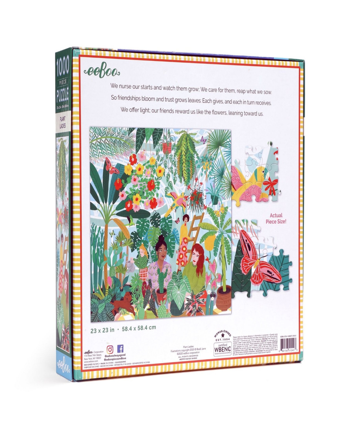 Eeboo Piece And Love Plant Ladies 1000 Piece Square Adult Jigsaw Puzzle Set In Multi