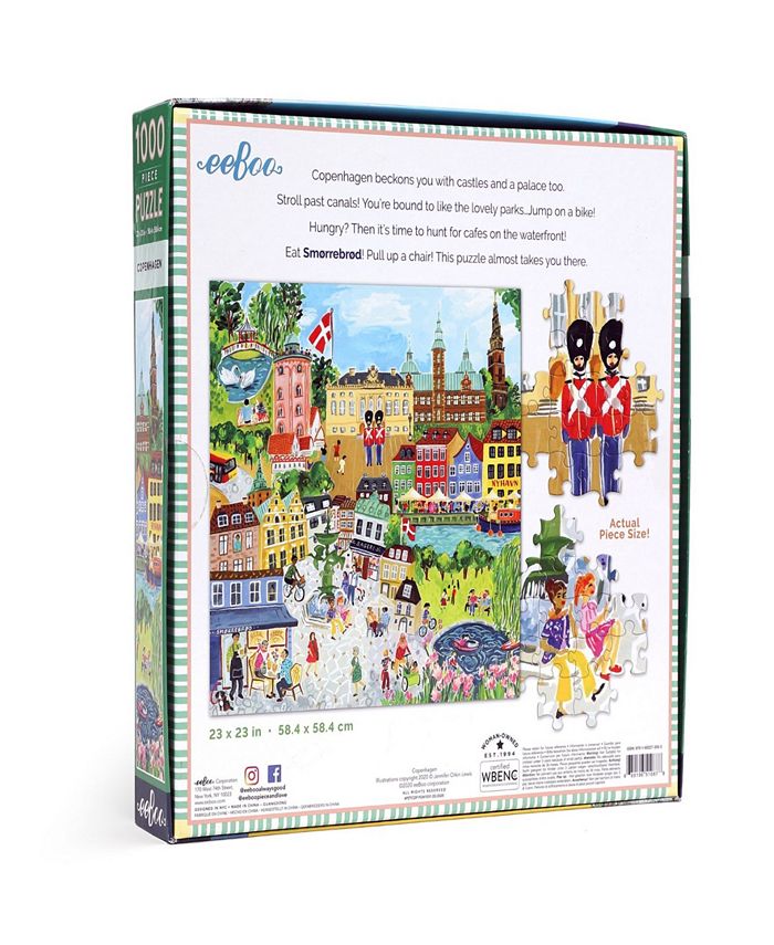 Eeboo Piece and Love Copenhagen Square Adult Jigsaw Puzzle Set, 1000 ...