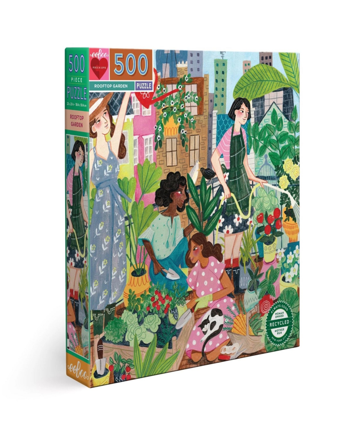 Eeboo Piece And Love Rooftop Garden Square Adult Jigsaw Puzzle Set, 500 Piece In Multi