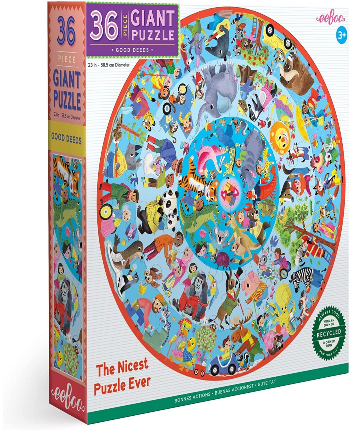 Eeboo Good Deeds 36 Piece Giant Round Jigsaw Puzzle For Kids In Multi