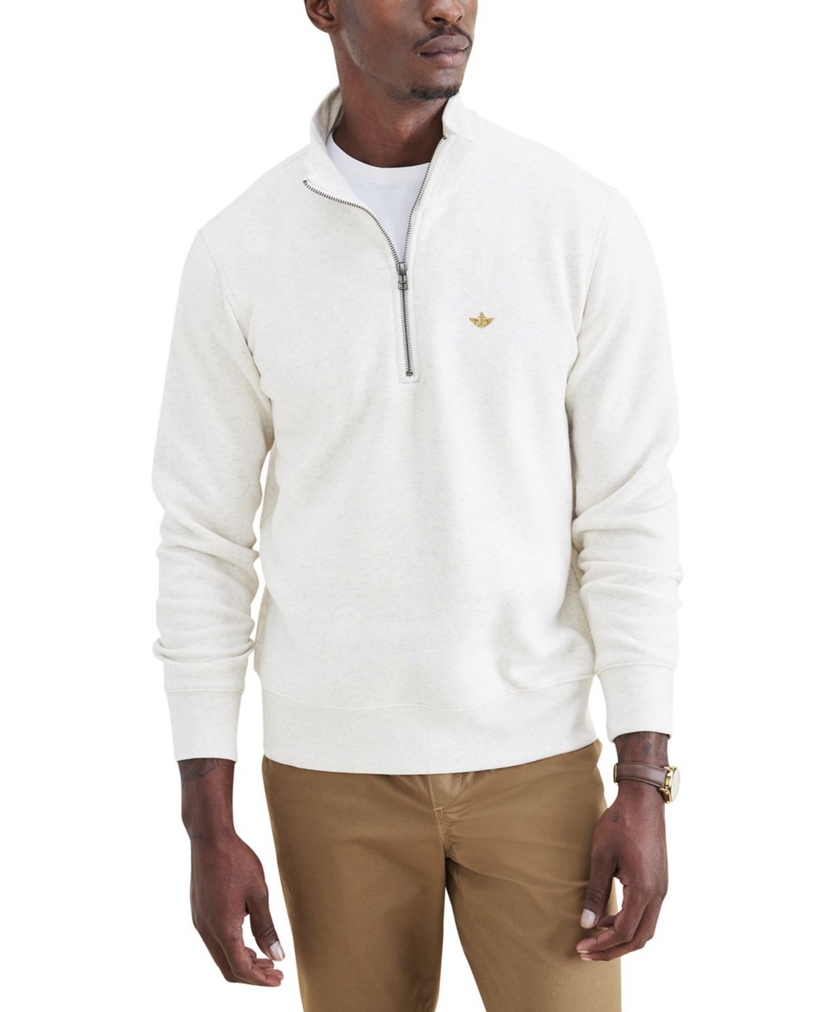 Men's Classic-Fit 1/4-Zip Fleece Sweatshirt - Cream Heather