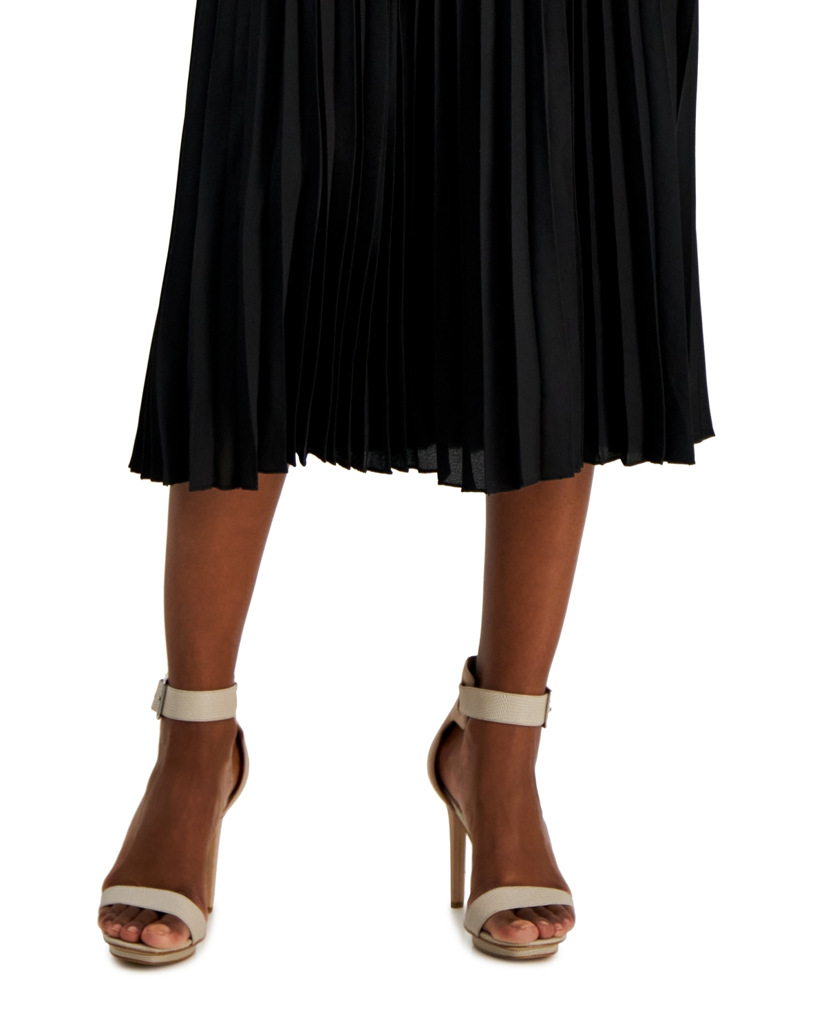 Shop Anne Klein Chiffon Pull-on Pleated Skirt In Anne Black