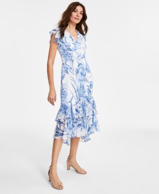 Tommy Hilfiger Women's Floral Chiffon High-Low Midi Dress - Macy's