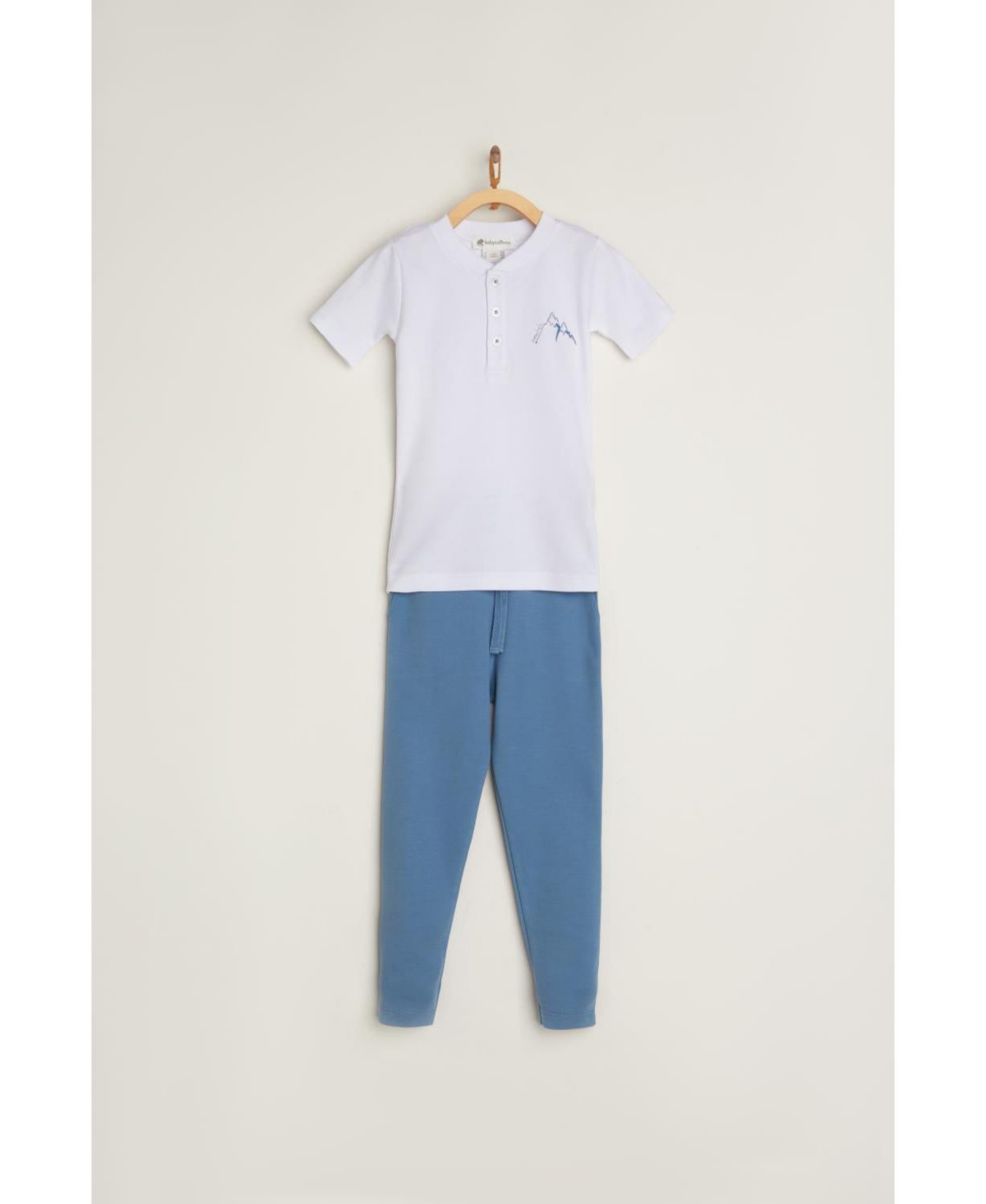 Babycottons Premium Peruvian Pima Cotton Ski Tee & Pant Snug Fit Blue Pajama Set For Toddler Unisex