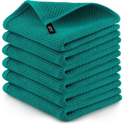 6 Pack Waffle Weave Reusable Cotton Kitchen Towels