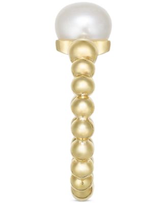 Cultured Freshwater Pearl (8 1/4 x 8 1/2 mm) Beaded Ring in 14k Gold-Plated Sterling Silver