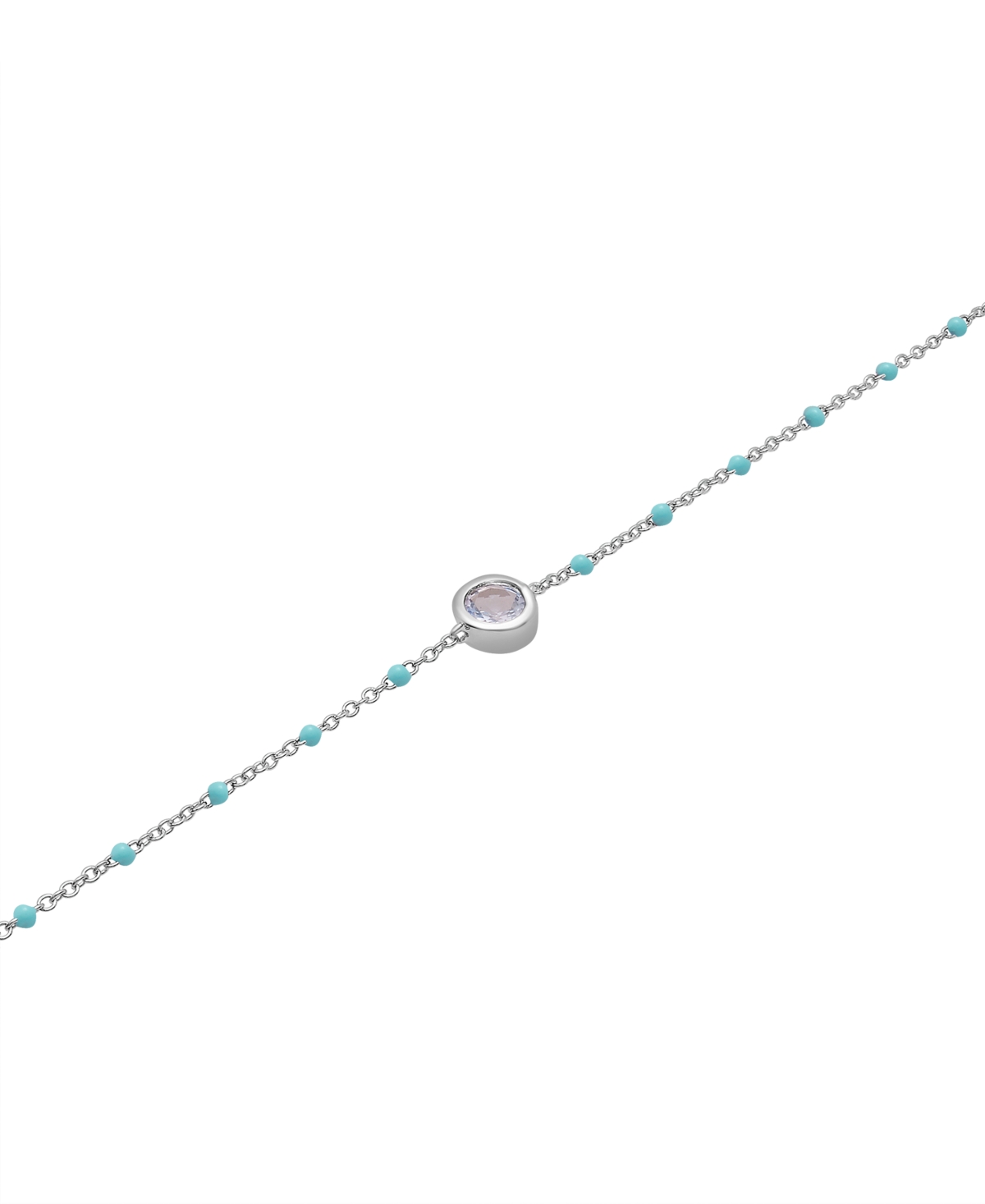 Macy's Aquamarine (1/5 Ct. T.w.) & Enamel Bead Link Bracelet In Sterling Silver (also In Additional Gemston