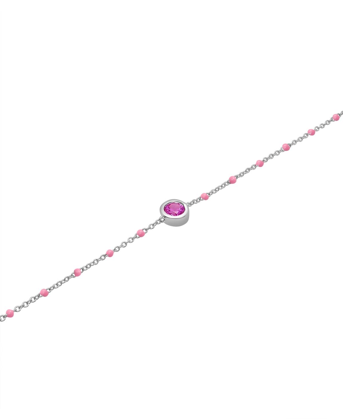 Macy's Aquamarine (1/5 Ct. T.w.) & Enamel Bead Link Bracelet In Sterling Silver (also In Additional Gemston In Pink Sapphire