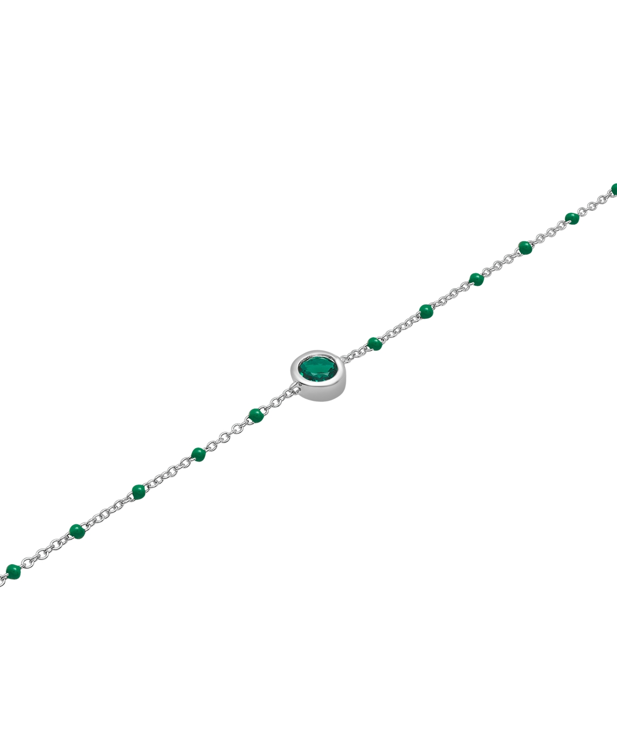 Macy's Aquamarine (1/5 Ct. T.w.) & Enamel Bead Link Bracelet In Sterling Silver (also In Additional Gemston In Emerald