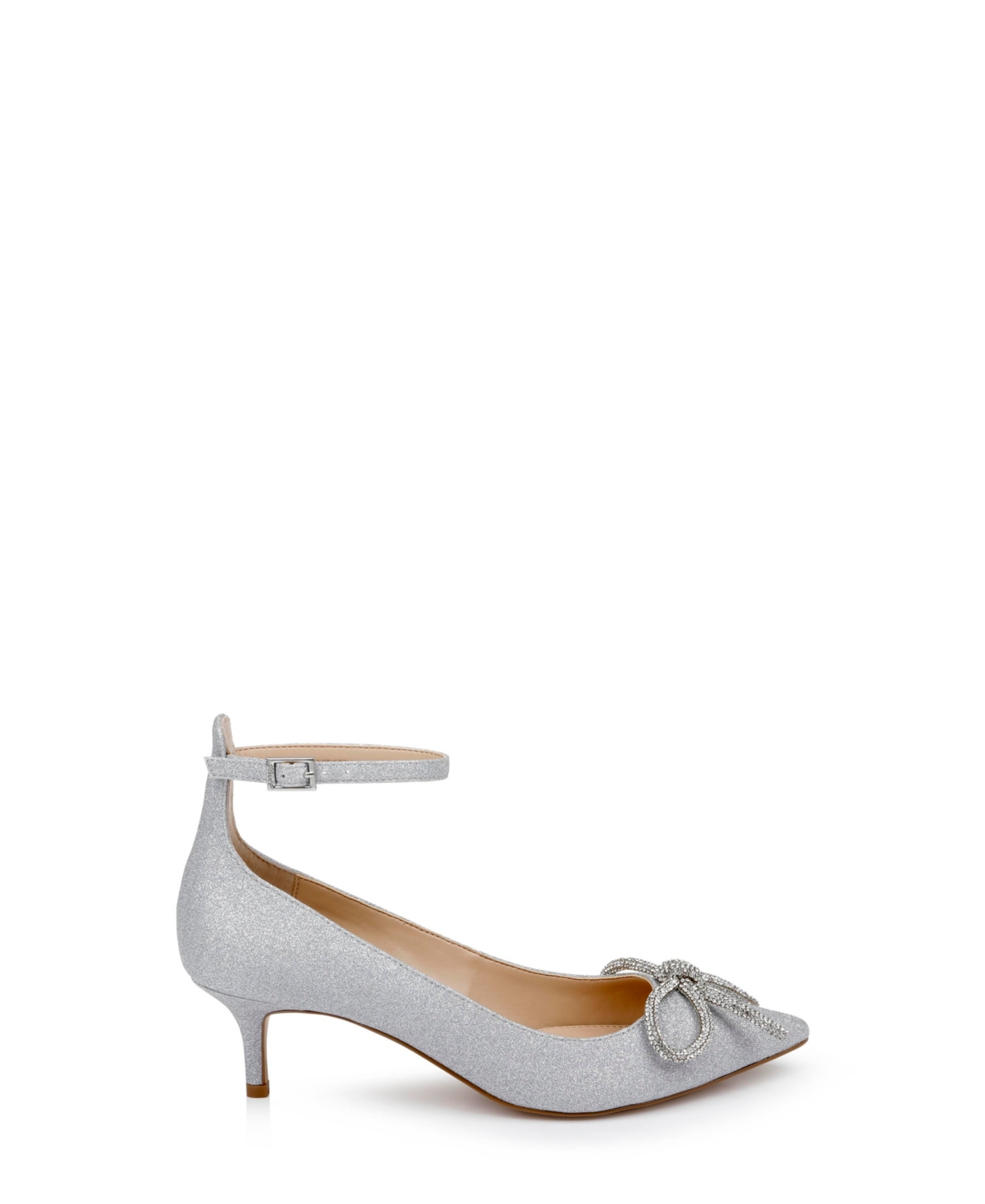 Jewel Badgley Mischka Women's Geranium Rhinestone Bow Kitten Heel Evening Pumps