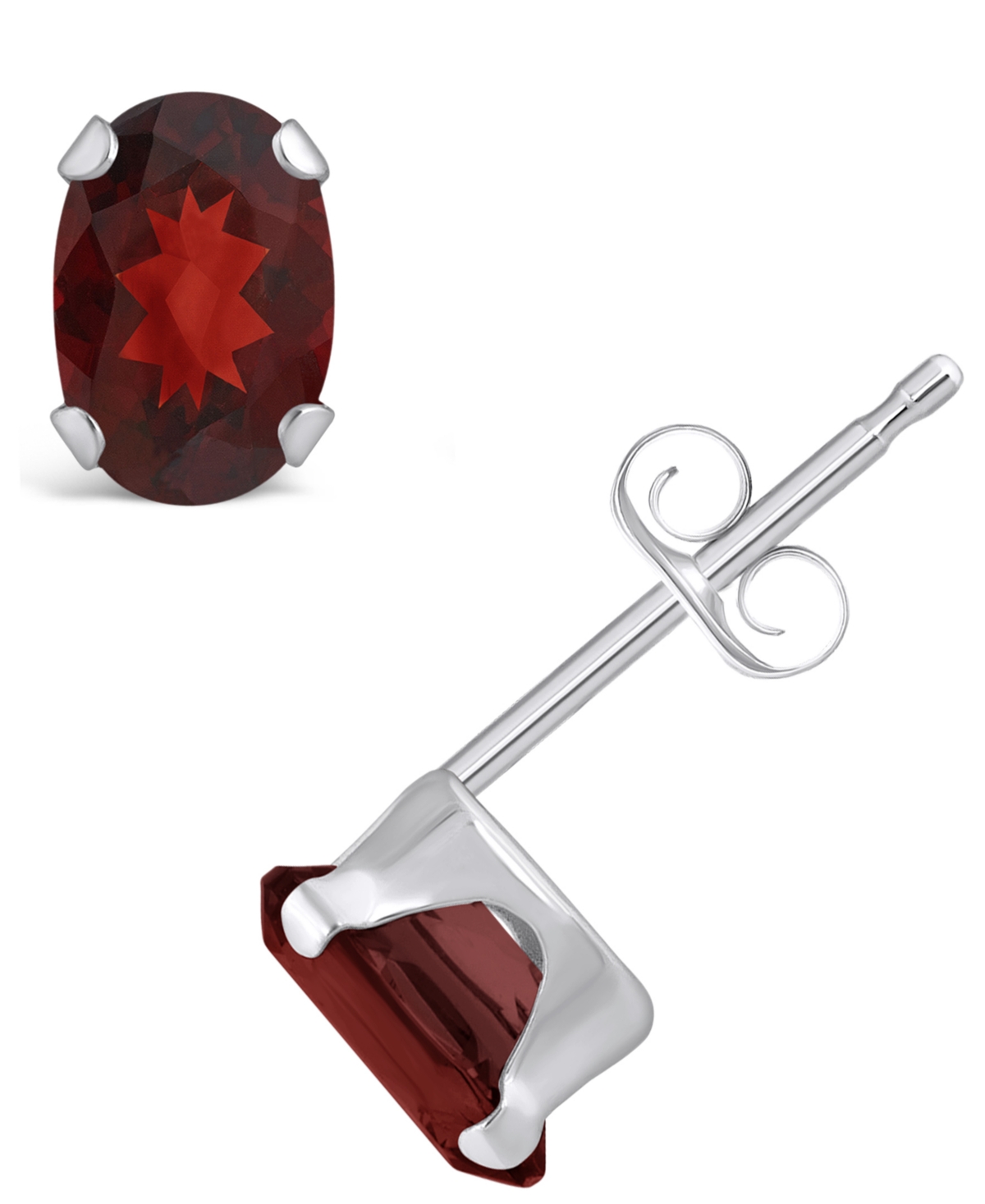 Macy's Gemstone Stud Earrings In 10k White Gold In Garnet