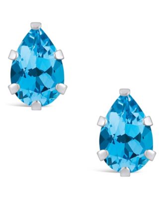 Gemstone Stud Earrings in 10k White Gold