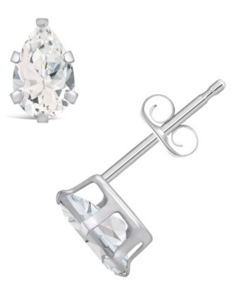 Gemstone Stud Earrings in 10k White Gold