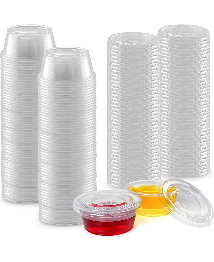 Jello short cup, 50 sets - 2 oz. disposable plastic cup with lid, souffle  cup, transparent plastic container with lid, condiment cup, sauce cup,  disposable souffle cup. (2 oz) 