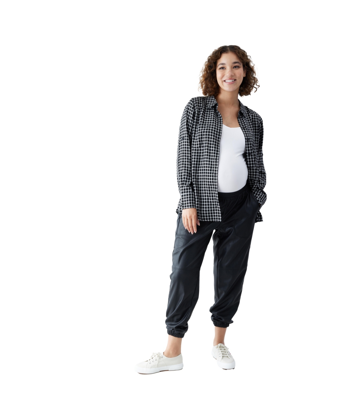 Ingrid & Isabel Classic Button Down Maternity Shirt In Windowpane