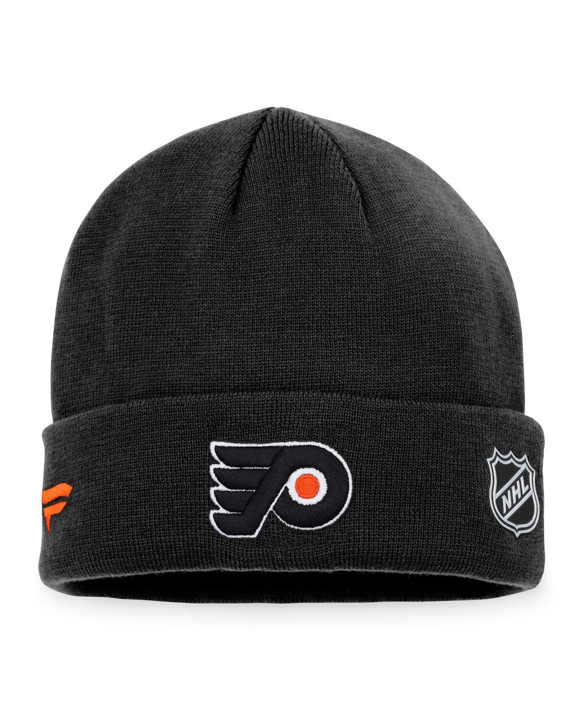 Shop Fanatics Men's  Black Philadelphia Flyers Authentic Pro Rink Cuffed Knit Hat