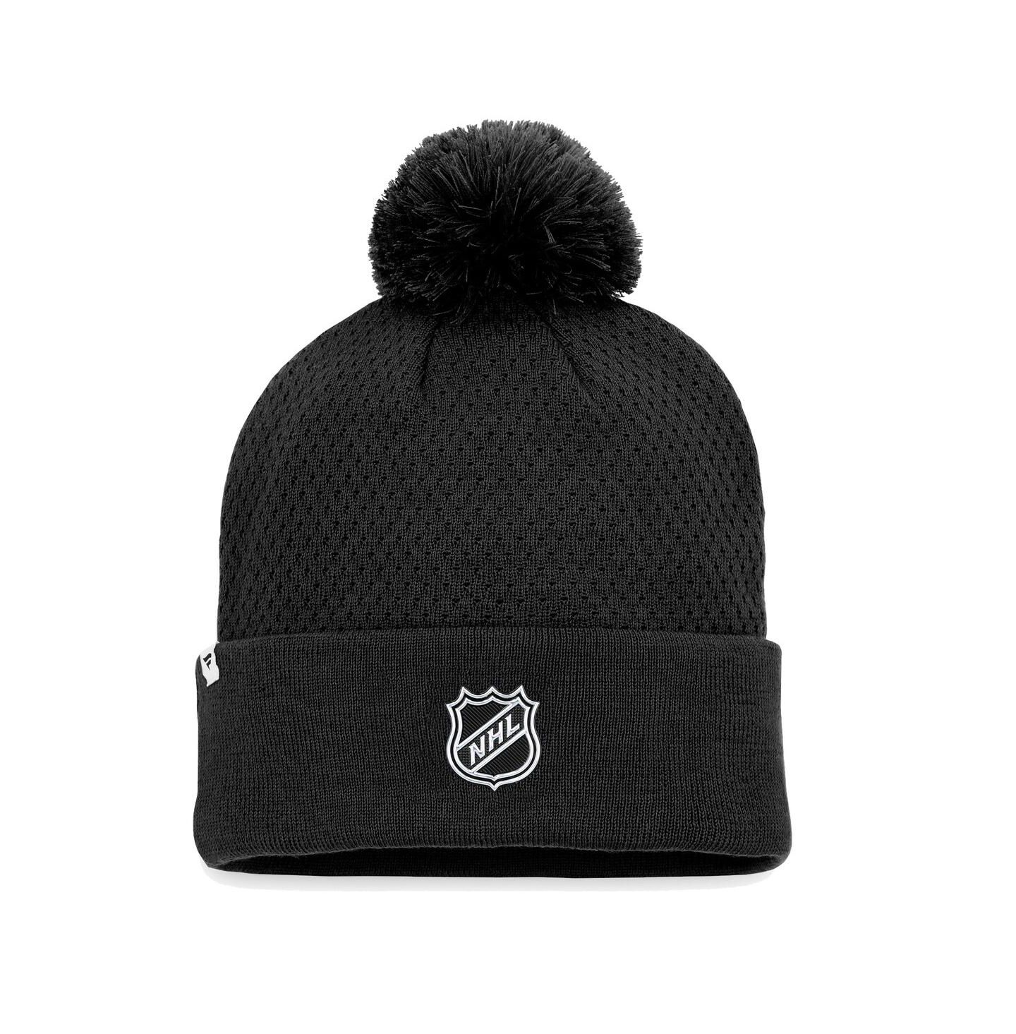 Женская шапка Fanatics Black San Jose Sharks Authentic Pro Road Cuffed Knit Hat with Pom — фото 2