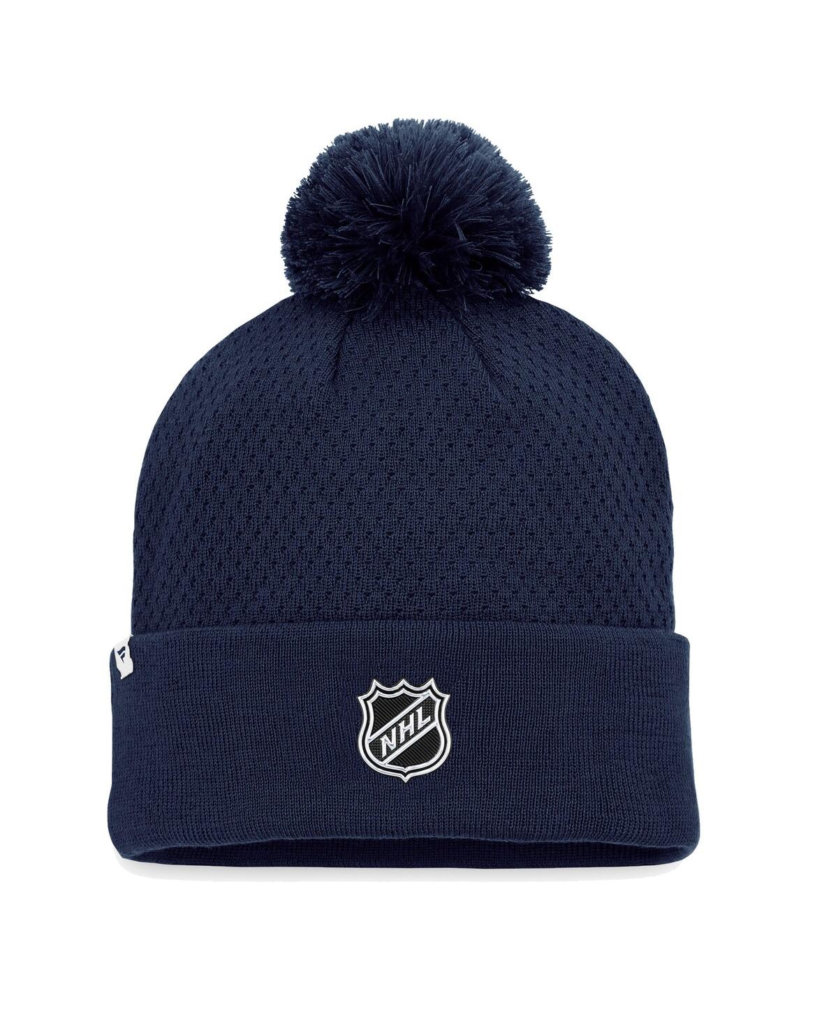 Shop Fanatics Women's  Navy Colorado Avalanche Authentic Pro Road Cuffed Knit Hat With Pom