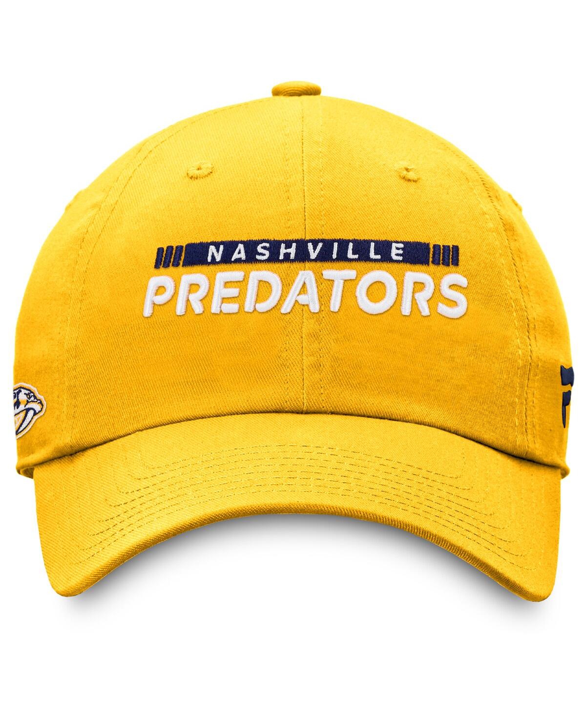 Shop Fanatics Men's  Gold Nashville Predators Authentic Pro Rink Adjustable Hat