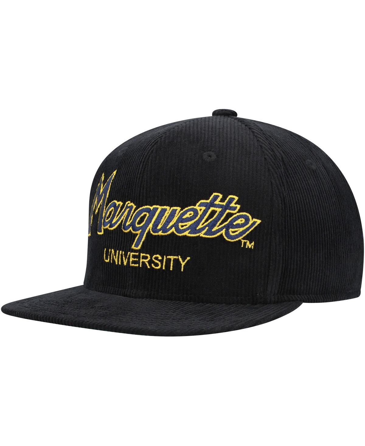 Mitchell & Ness Big Boys  Black Marquette Golden Eagles Corduroy Script Snapback Hat In Black