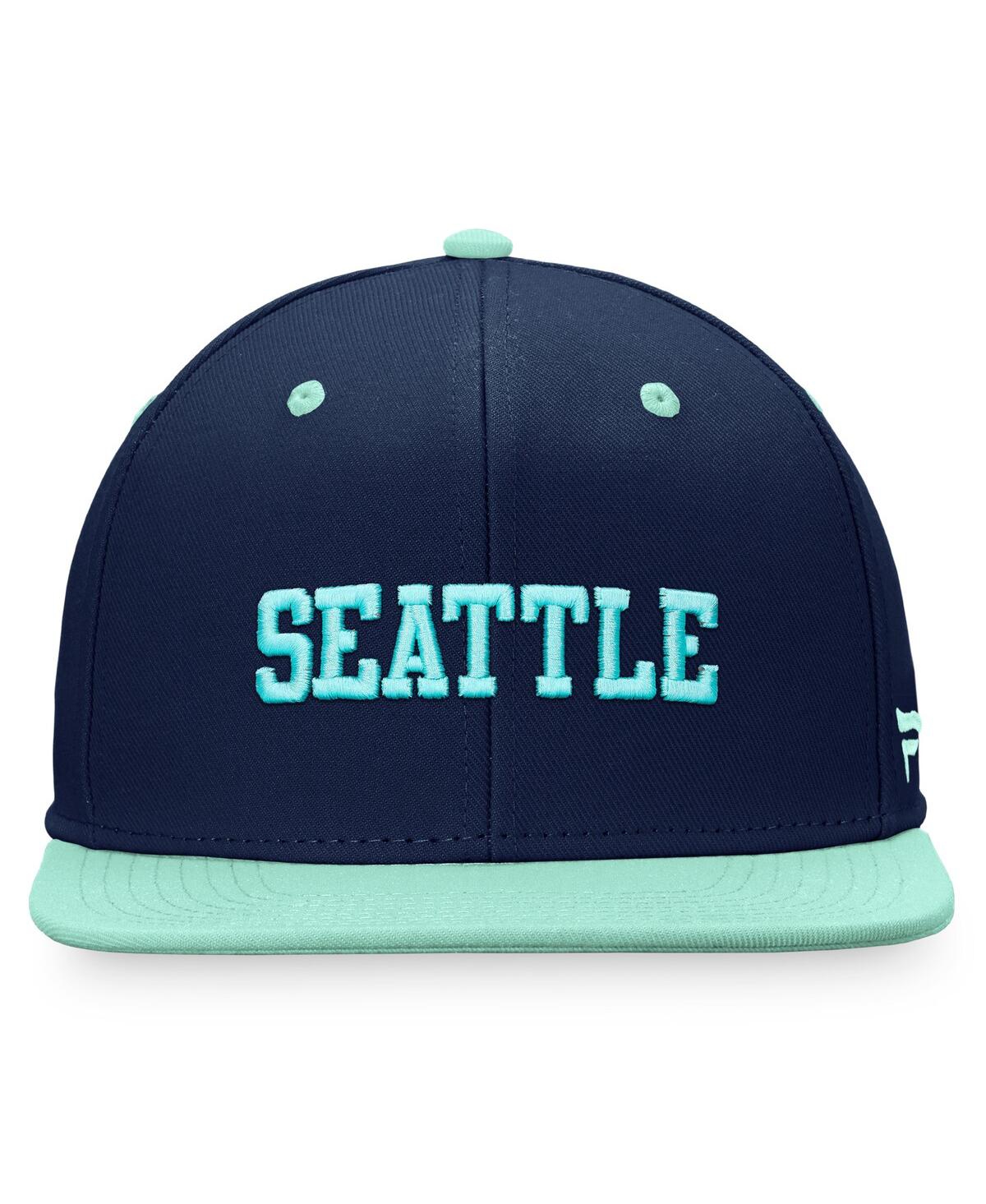Fanatics Branded Deep Sea Blue/light Blue Seattle Kraken Heritage City Two-tone Snapback Hat In Blue,light Blue