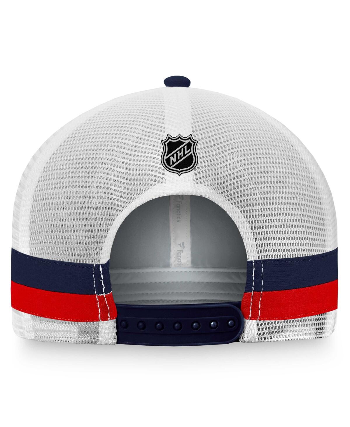 Men's Fanatics Navy Washington Capitals Breakaway Striped Trucker Snapback Hat - Navy