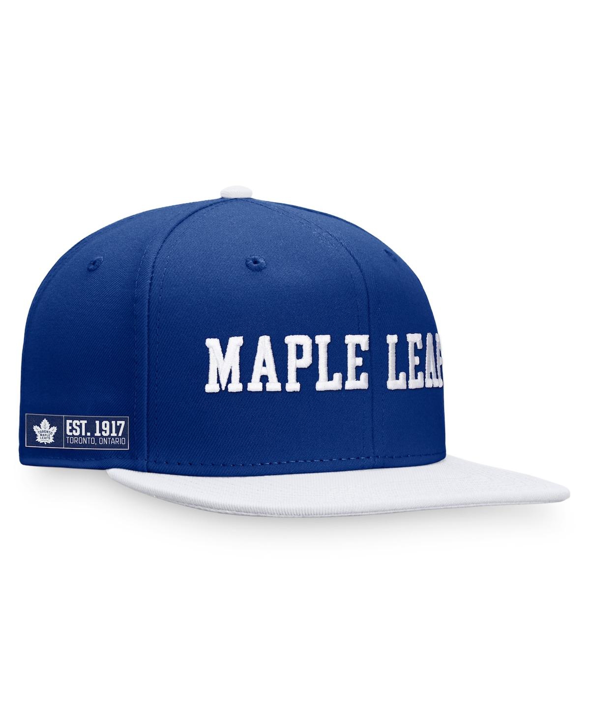 Shop Fanatics Men's  Blue, White Toronto Maple Leafs Iconic Color Blocked Snapback Hat In Blue,white