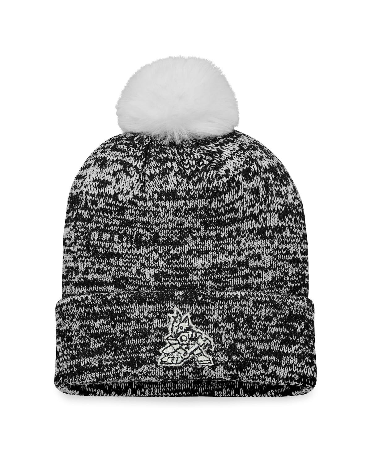 Shop Fanatics Women's  Black Arizona Coyotes Glimmer Cuffed Knit Hat With Pom