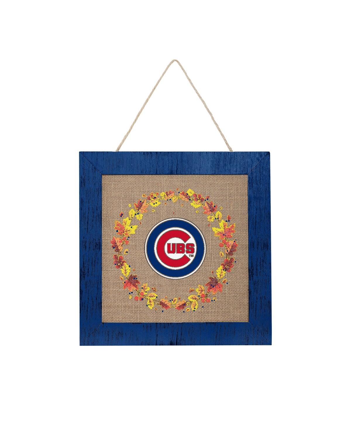 Shop Foco Chicago Cubs 12'' Double-sided Burlap Sign In Blue