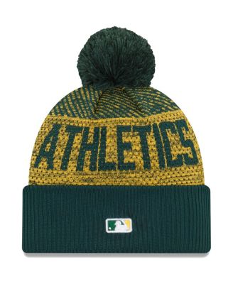Men's Green Oakland Athletics Authentic Collection Sport Cuffed Knit Hat with Pom