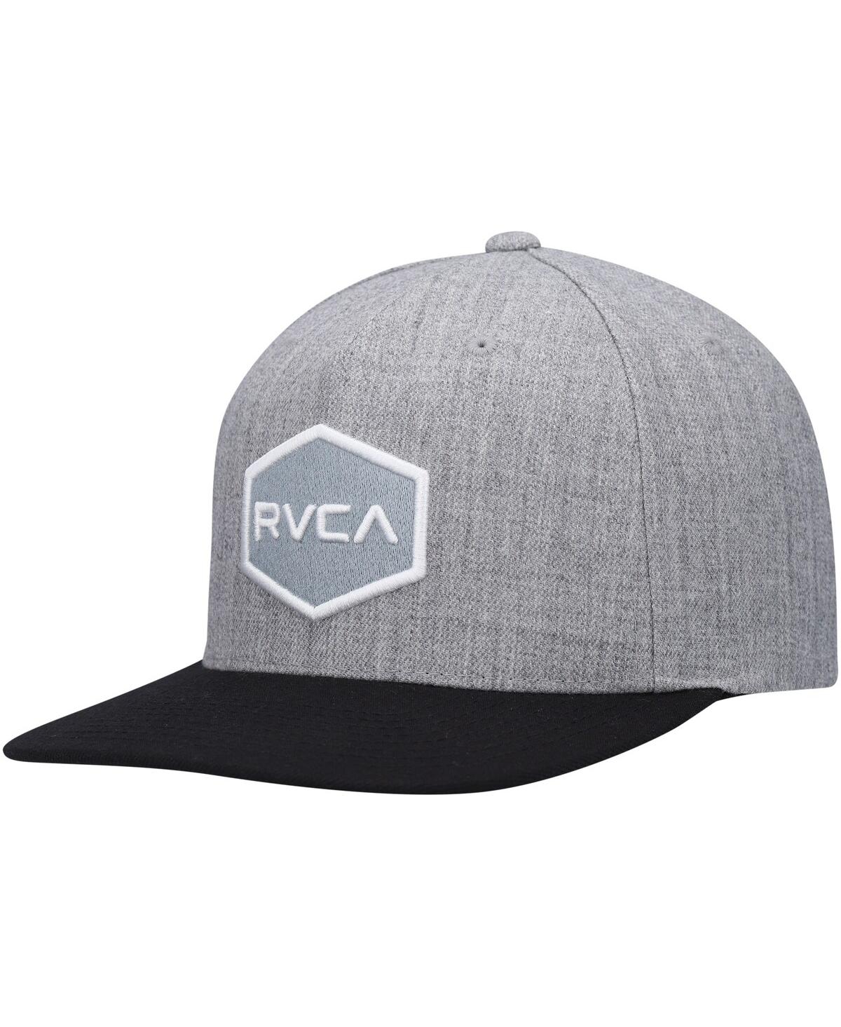 Rvca Men's  Heather Gray And Black Commonwealth Snapback Hat In Heather Gray,black