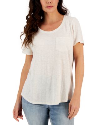 Style & Co - Petite Heathered Pocket T-Shirt