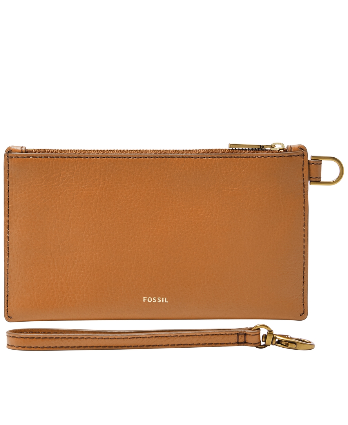 Fossil Leather Gift Wristlet Wallet In Camel