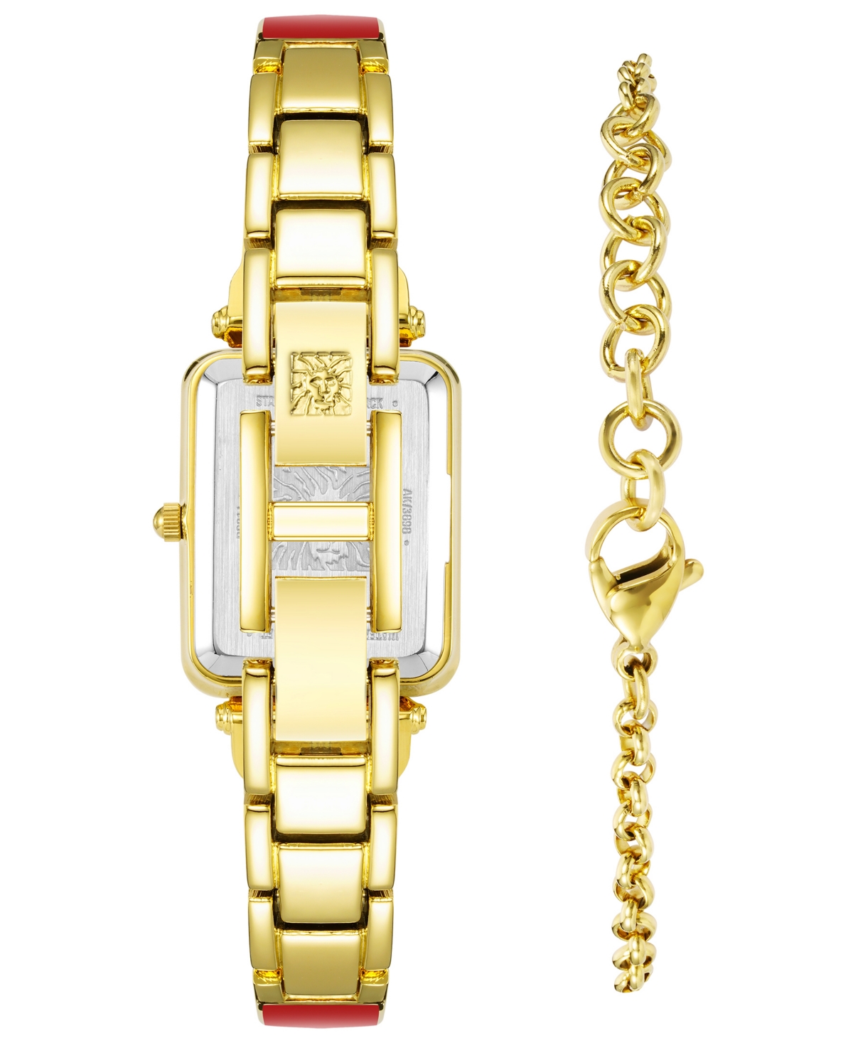 Anne Klein Women's Orange Enamel And Gold-tone Alloy Bangle Watch Set 33.5mm In Orange,rust