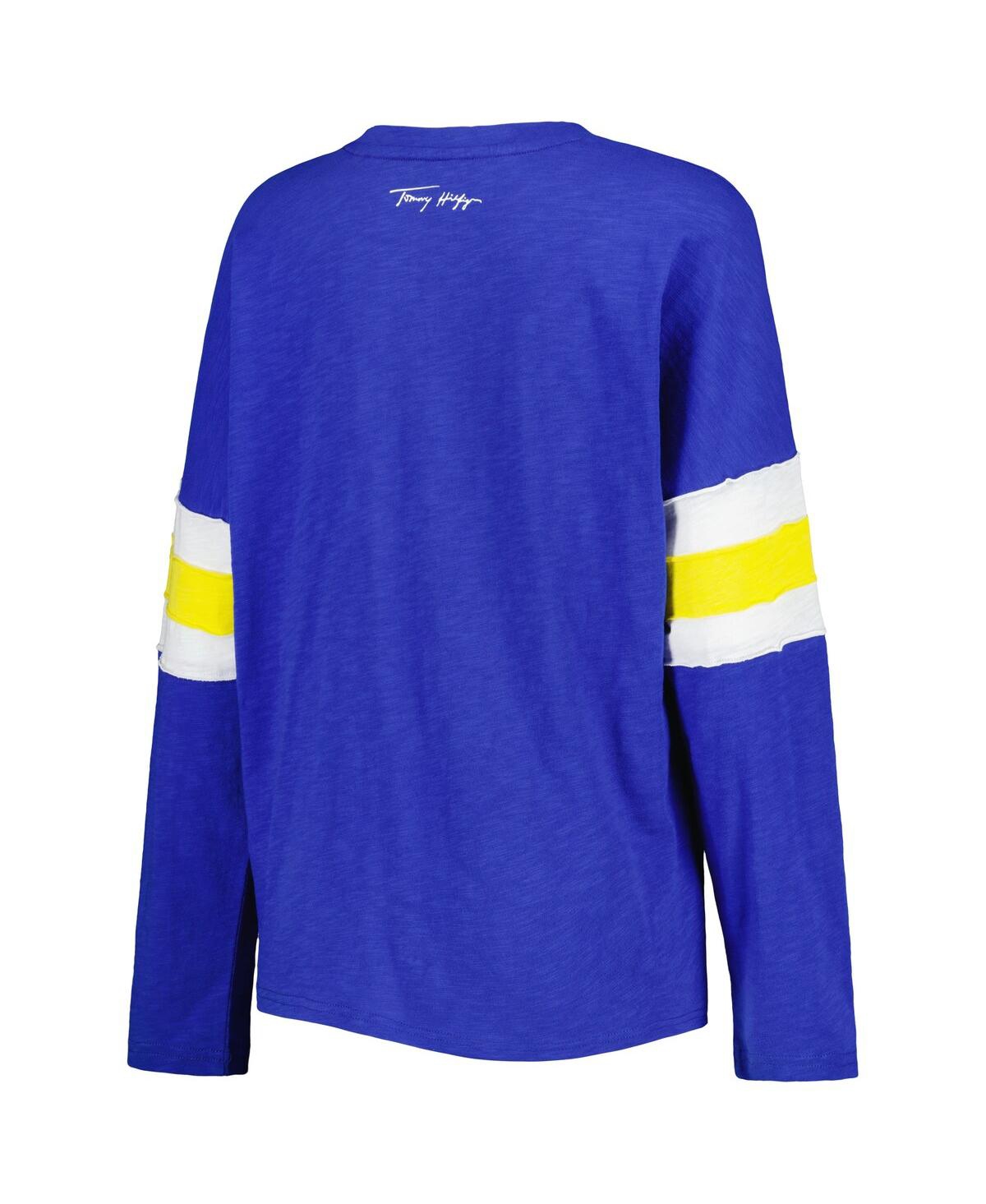 Shop Tommy Hilfiger Women's  Royal Los Angeles Rams Justine Long Sleeve Tunic T-shirt