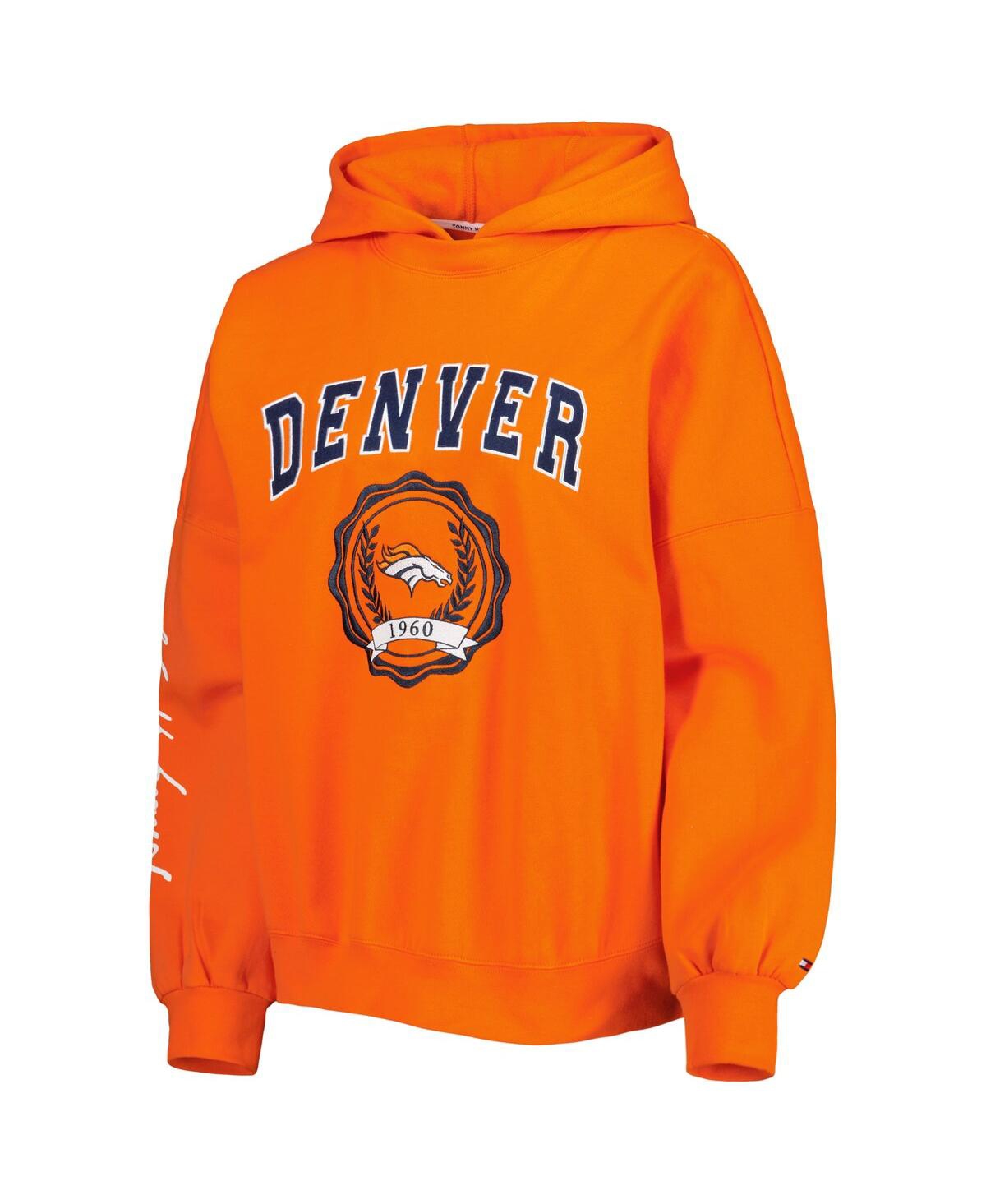 Shop Tommy Hilfiger Women's  Orange Denver Broncos Becca Drop Shoulder Pullover Hoodie