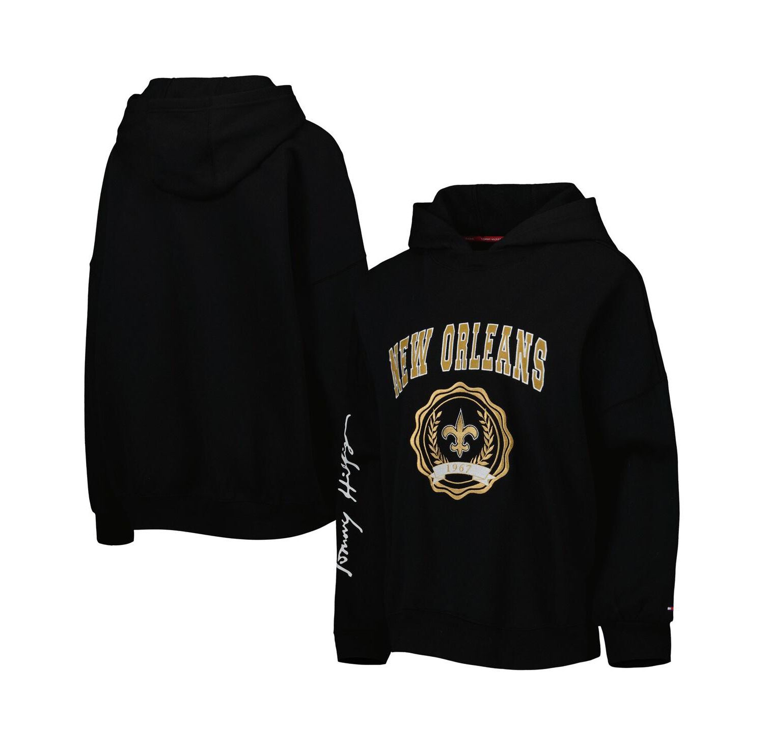 Women's Black New Orleans Saints Becca Drop Shoulder Pullover Hoodie