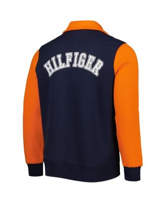 Men's Navy, Orange Chicago Bears Aiden Quarter-Zip Top