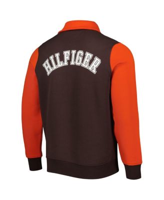 Men's Brown, Orange Cleveland Browns Aiden Quarter-Zip Top