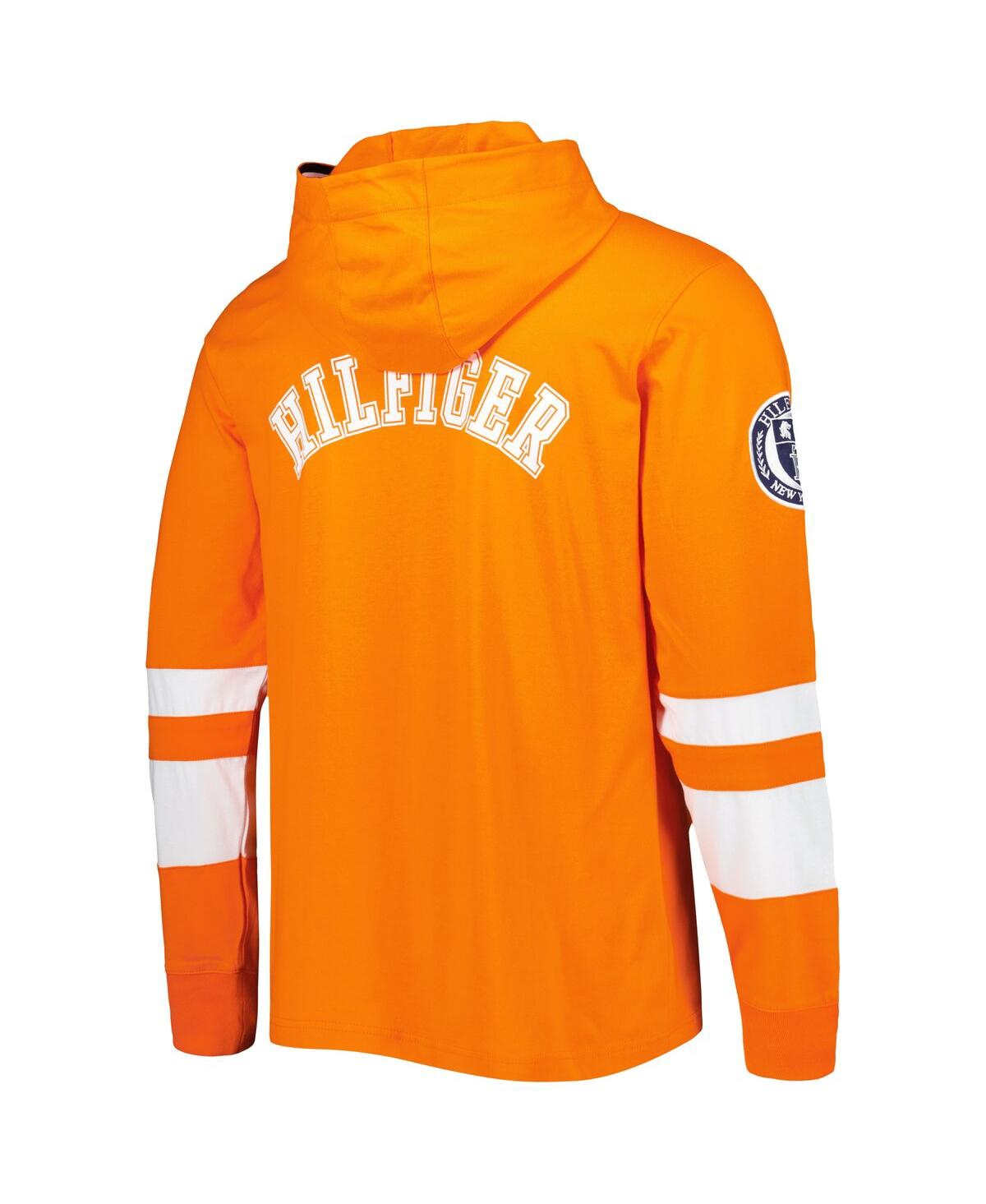 Shop Tommy Hilfiger Men's  Orange, White Denver Broncos Alex Long Sleeve Hoodie T-shirt In Orange,white