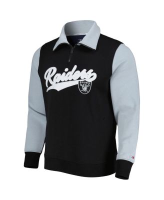 Men's Black, Silver Las Vegas Raiders Aiden Quarter-Zip Top
