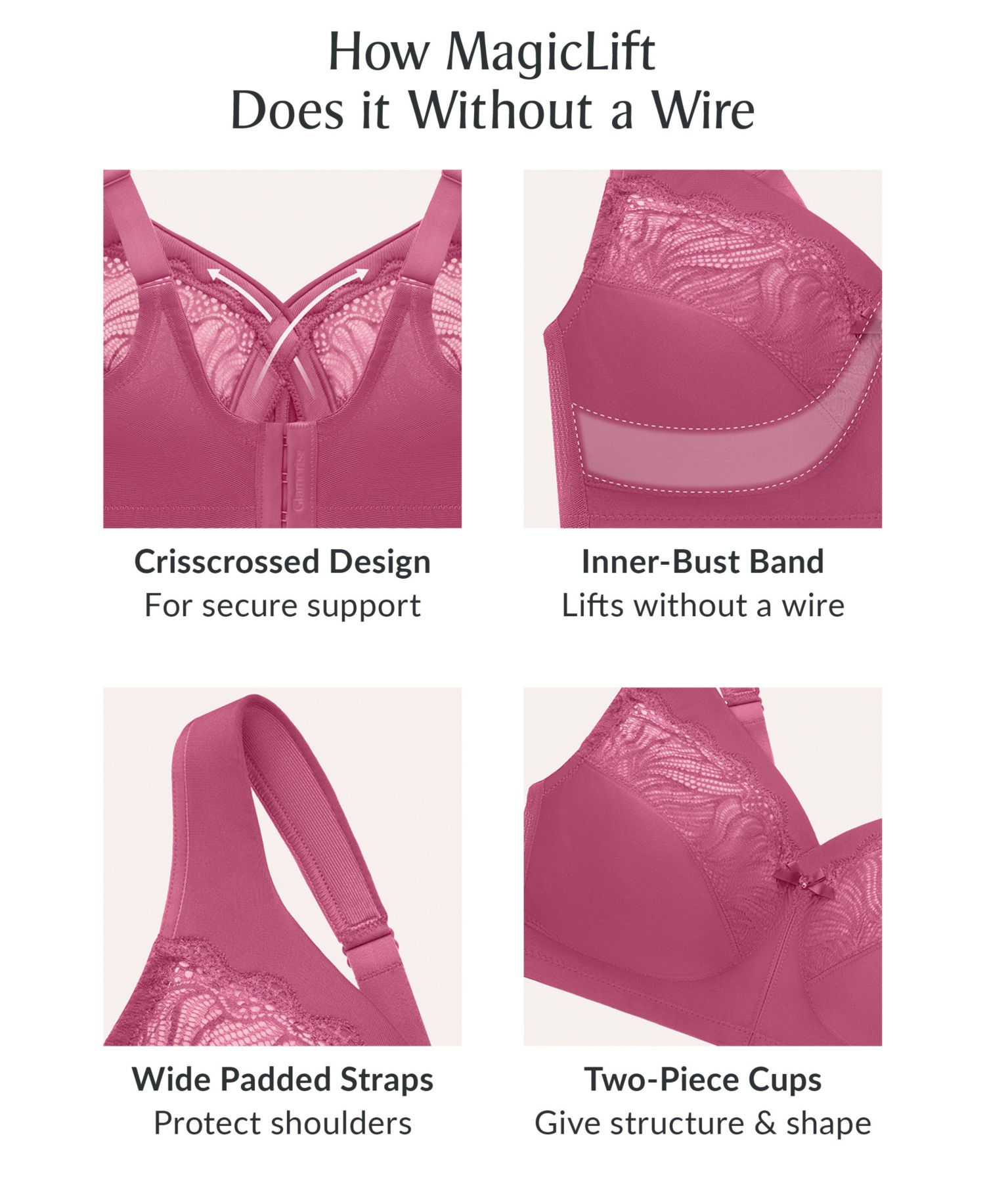 Plus Size Full Figure Magiclift Natural Shape Support Wireless Bra 1010