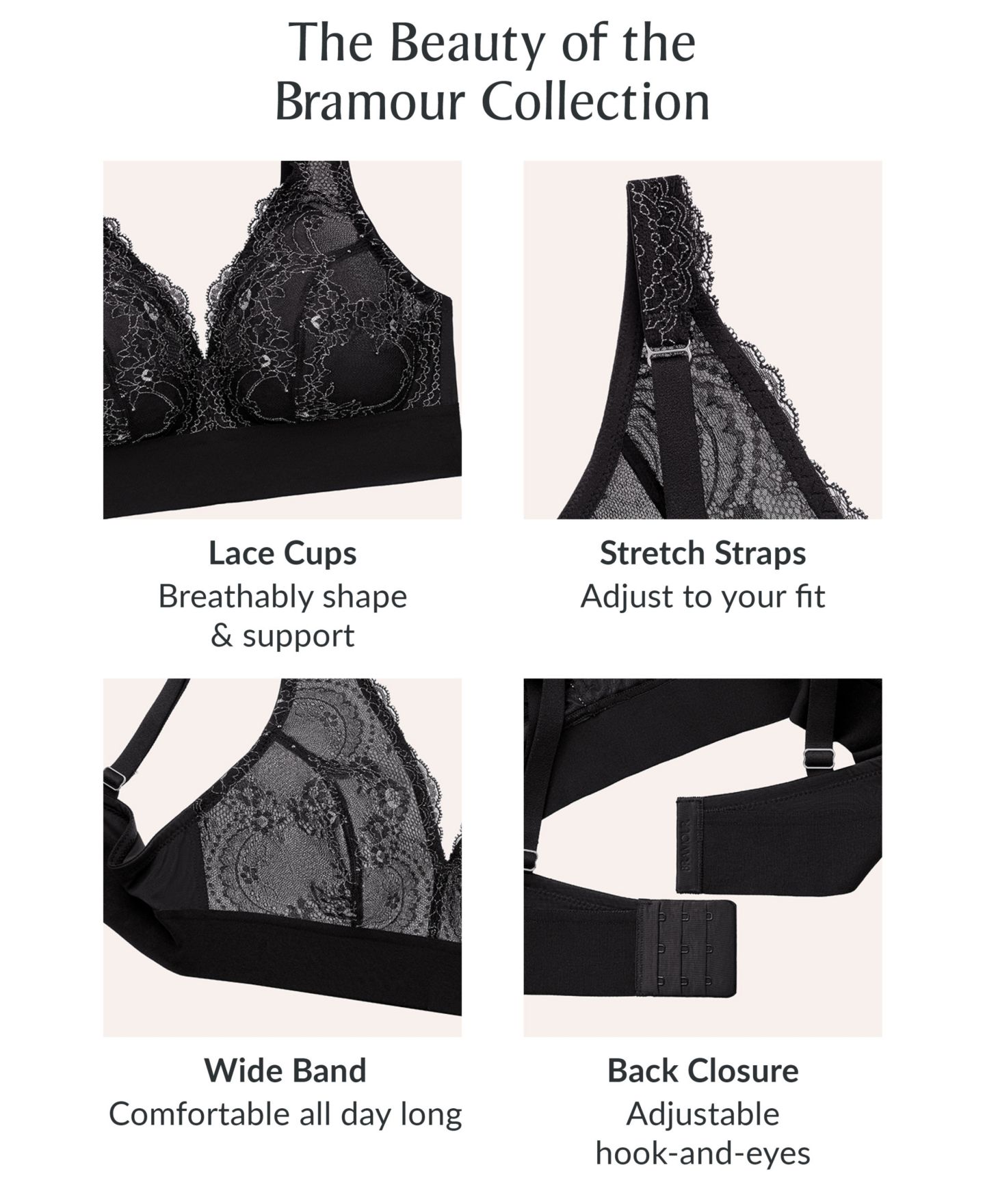 Бралетт Lexington, без косточек, глубокий вырез, кружево — Glamorise, цвет: Чёрный — фото 6